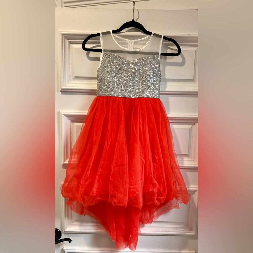 Fun Silver and Red Kids Formal Dress